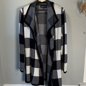 Jones New York Black and White Checkered Cardigan